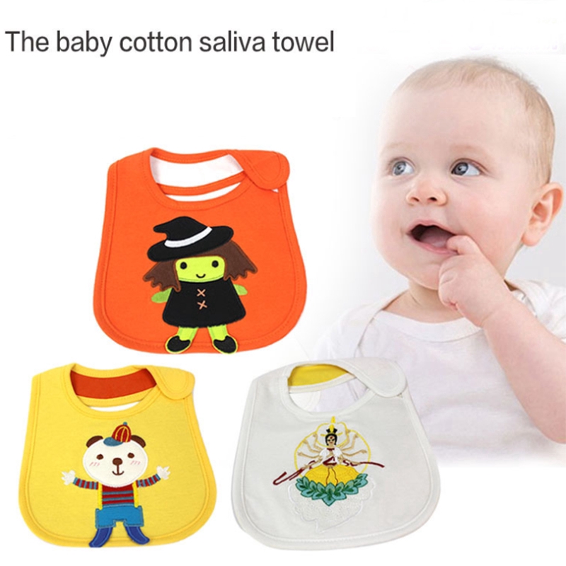Yếm ăn cotton chống thấm nước họa tiết hoạt hình cho bé