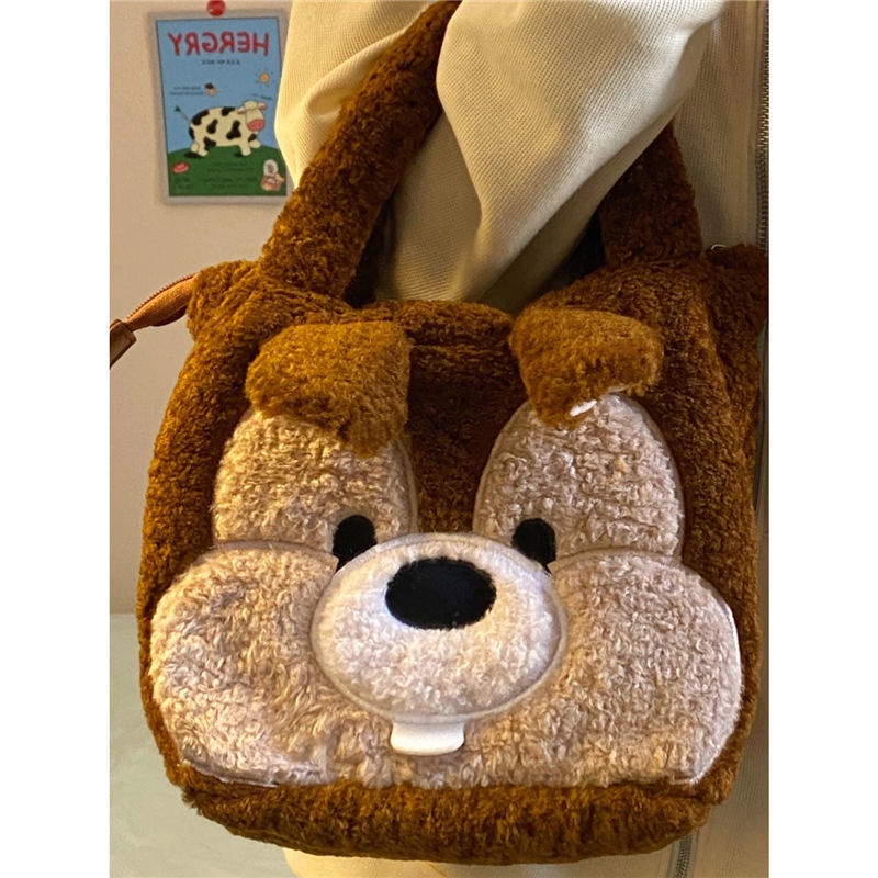 Túi Xách Lông Nhung Hình Sóc Dễ Thương Xinh Xắn Cho Nữ