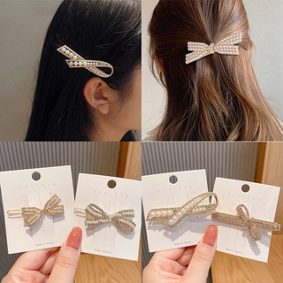 Kẹp Tóc Hình Nơ Đính Đá Và Ngọc Trai Thời Trang Cho Nữ