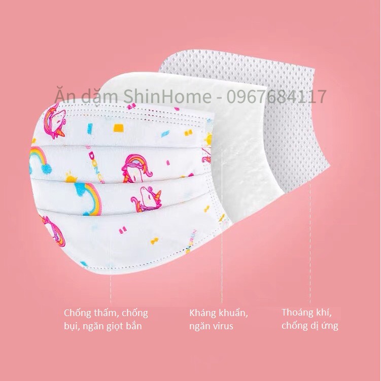 (Chọn mẫu) Khẩu trang y tế trẻ em kháng khuẩn 3 lớp cho bé 4-12 tuổi