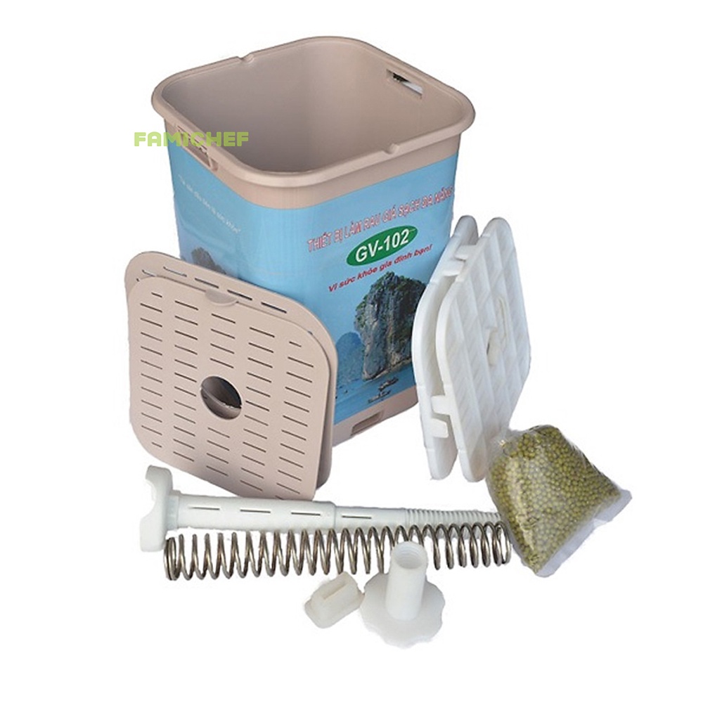 Máy làm giá đỗ phiên bản tự động vuông Toàn Diện GV102.. - Màu ngẫu nhiên - Tặng kèm 200g hạt đậu xanh