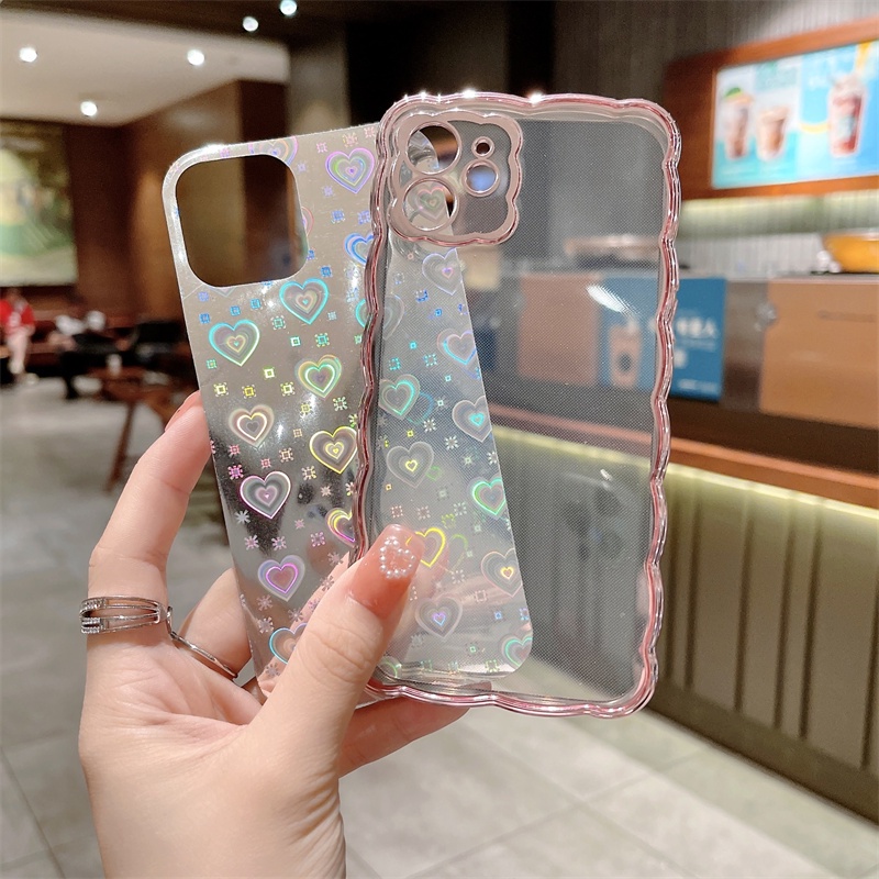 Ốp Điện Thoại Mềm Ánh Laser Hình Trái Tim Chống Sốc Chống Rơi Sang Trọng Cho I-phone 7p X Xs Xr Xsmax 11 12 13 Pro Max