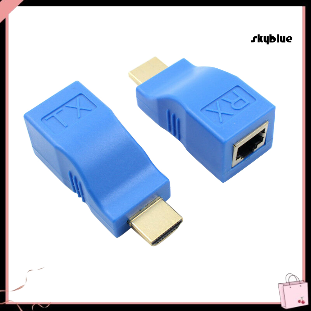 [SK]2Pcs Mini 1080P Display Signal Amplifier HDMI-compatible Extender Network Ethernet Adapter