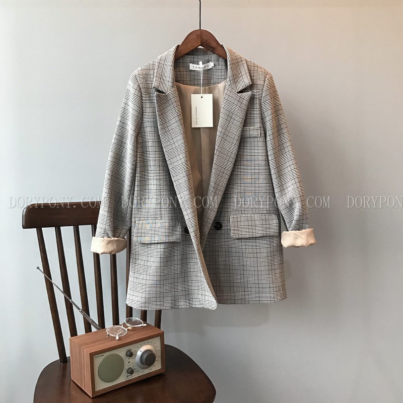 CAO CẤP 2 LỚP - [DORYPONY] Áo Khoác BLAZER KẺ SỌC YANSOO RETRO COAT – AK037 (Nhập CHUẨN CÔNG TY)