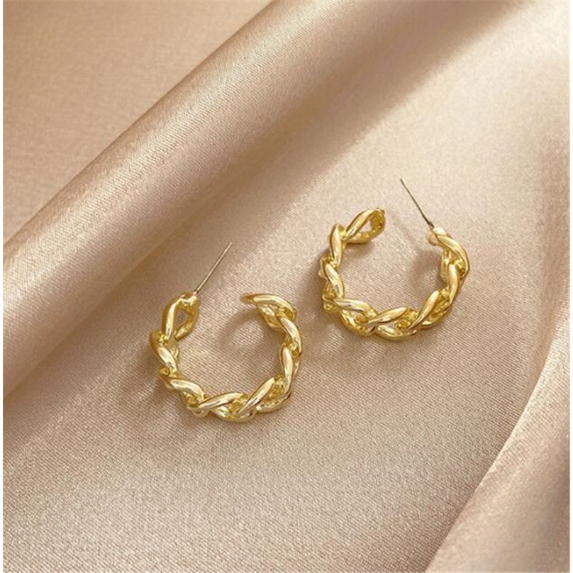 Khuyên tai kiểu dây xích bằng hợp kim phong cách retro thời trang cho nữ