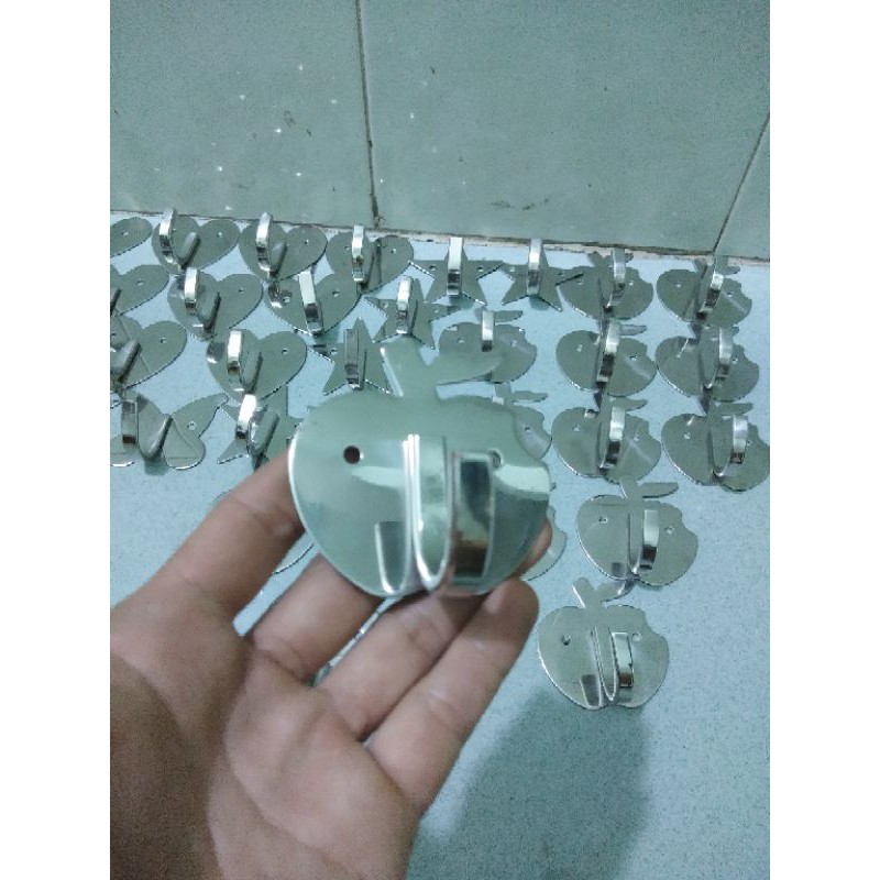 móc áo đơn inox, móc inox dán tường kèm miếng keo dán 3m và bộ vít