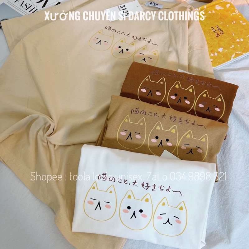 áo thun 3158 ✨ FREESHIP ✨ 3 con mèo hàn quốc áo thun cotton unisex