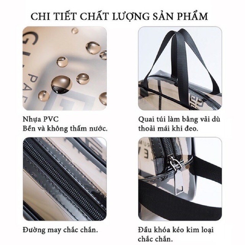 SET 3 TÚI NHỰA TRONG SUỐT ĐỰNG ĐỒ DÙNG-MỸ PHẨM- ĐA NĂNG- TIỆN DỤNG