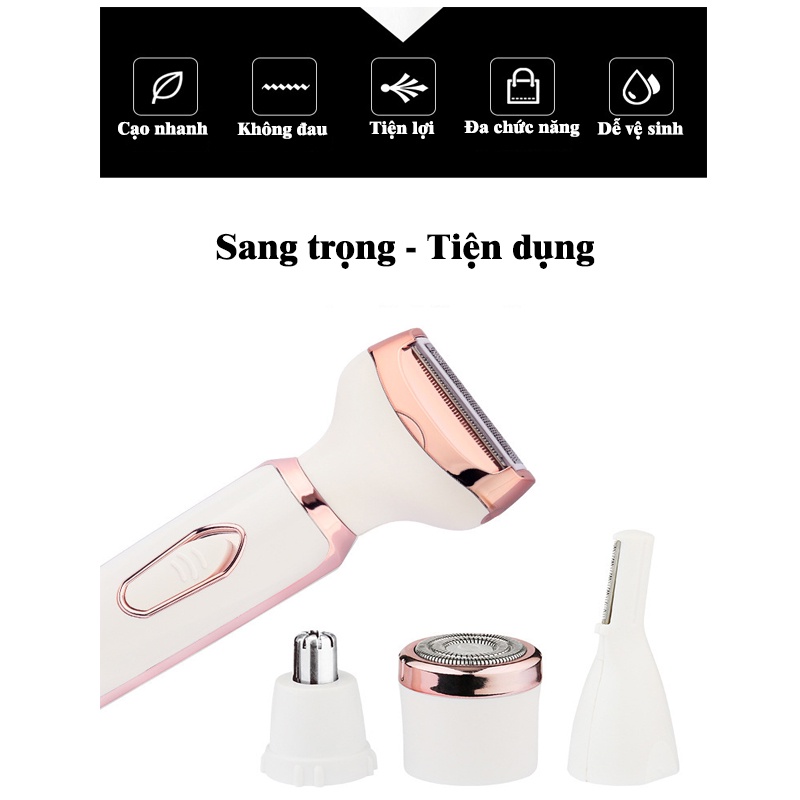 Máy cạo đa năng 5 in 1, cạo lông mày, body, cắt lông mũi, ủi tóc,... an toàn, sạch sẽ cho phái đẹp