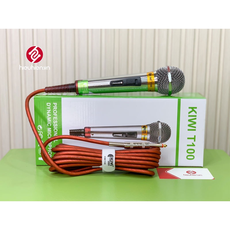 Micro karaoke Kiwi T100 , Mic hát có dây cao cấp - Hàng chính hãng