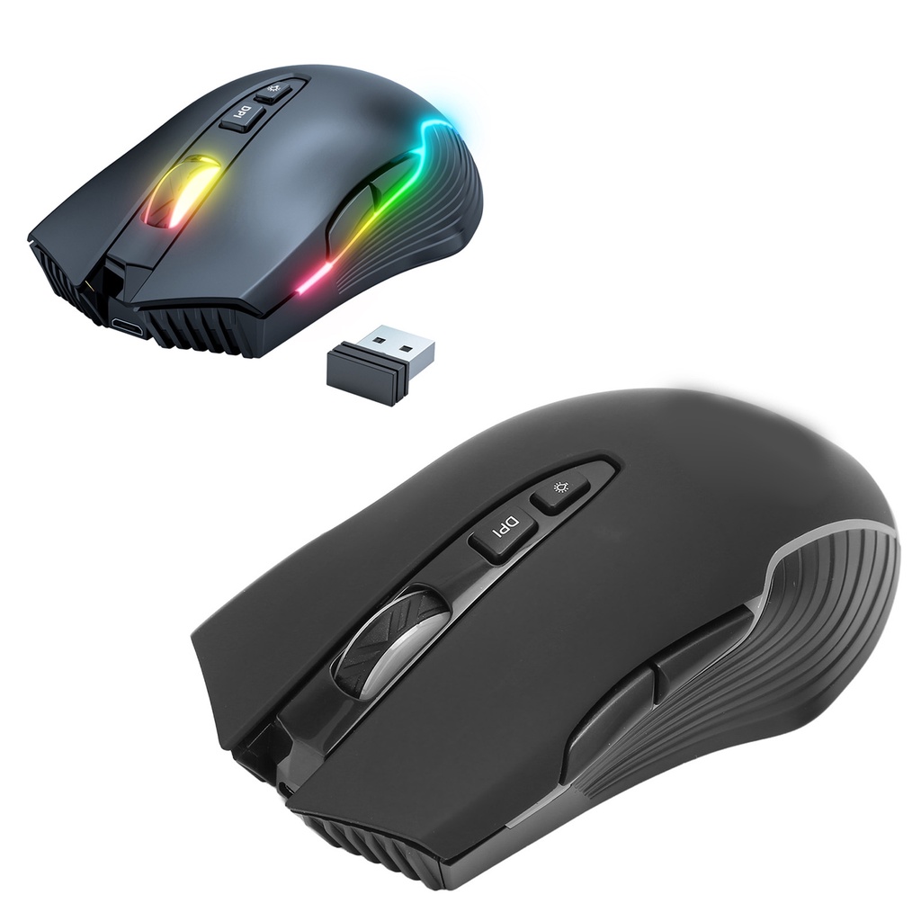 [Hàng HOT] Chuột gaming máy tính không dây 2.4G sạc USB RGB cảm biến quang học chuyên nghiệp【Carbon070】