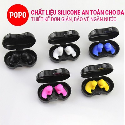 Bộ 2 nút bịt tai chất liệu silicon dẻo mềm mịn chống nước 100% bảo vệ an toàn cho da chính hãng POPO