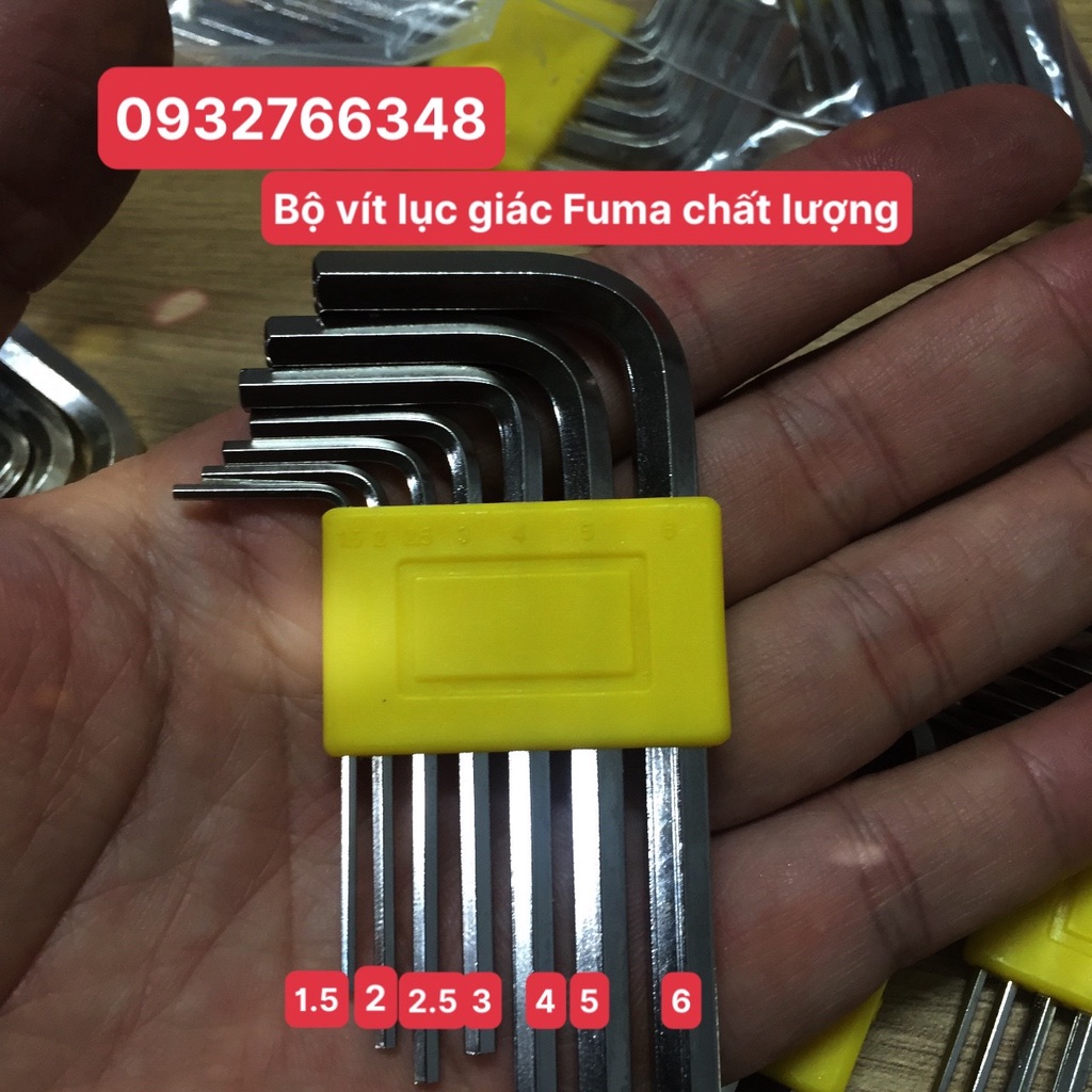 Bộ 7 Chìa Vít Lục Giác Fuma 1.5mm / 2mm / 2.5mm / 3mm/ 4mm/ 5mm/ 6mm Chất Lượng Cao