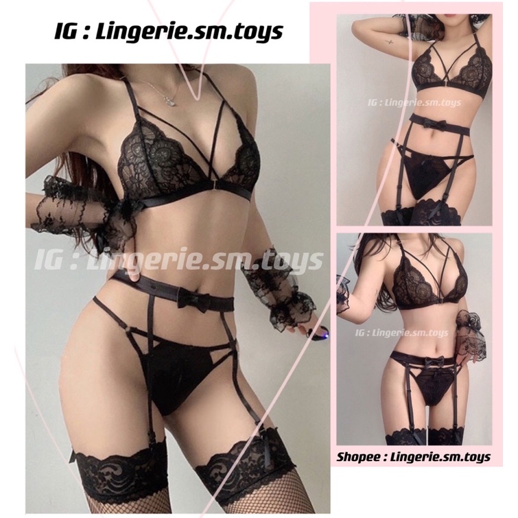 Nội Y Ren Garter Kèm Găng Tay Gợi Cảm • Cosplay Sexy • Nội Y Cao Cấp Quyến Rũ