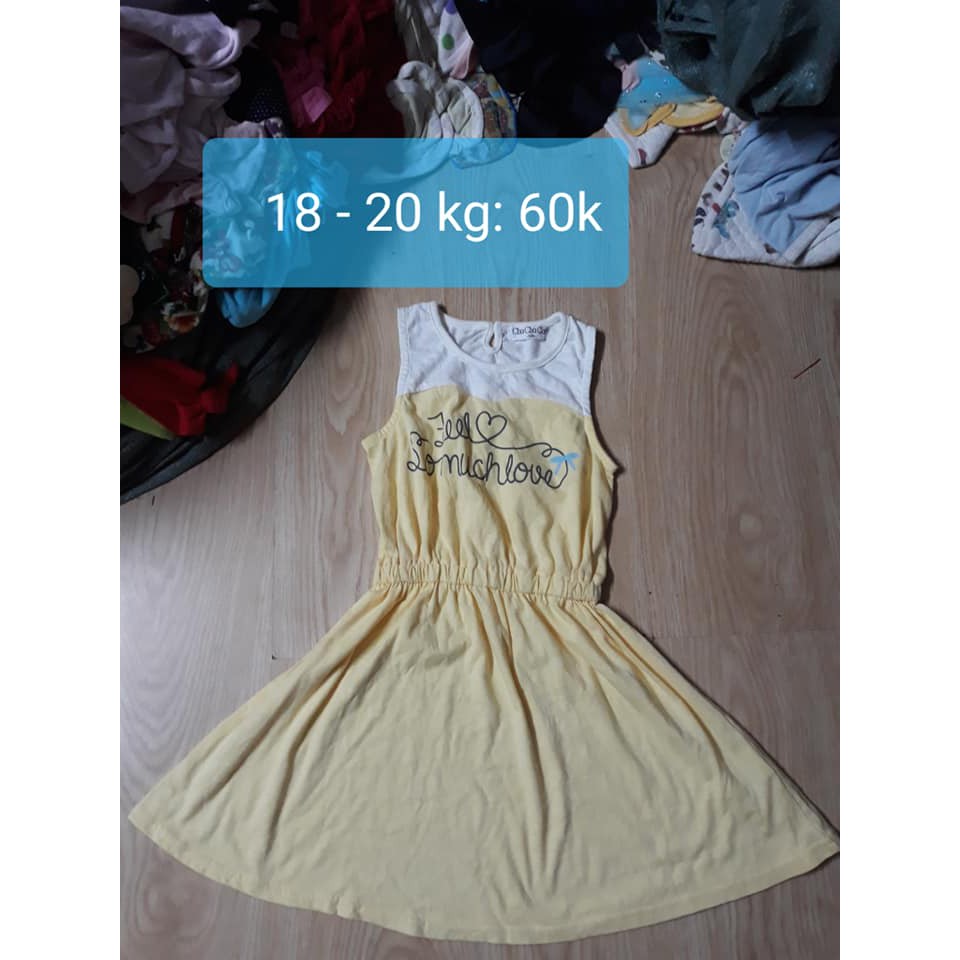 áo đầm trắng vàng cho bé 18 - 20 kg ms13