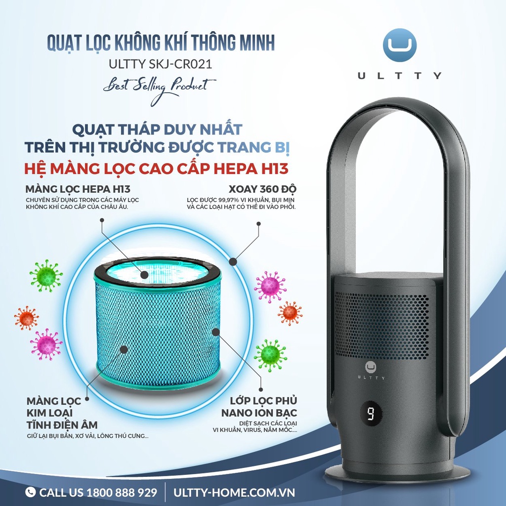 Quạt Lọc Không Khí ULTTY SKJ-CR021 -Hàng chính hãng
