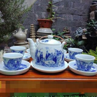 Bộ ấm chén men ngọc lam