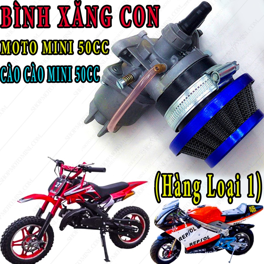 Bình xăng con xe cào cào mini 50cc có lọc gió | Cụm chế xăng moto mini 49cc gắn máy cắt cỏ
