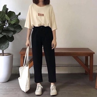 Quần tây baggy vải đen basic