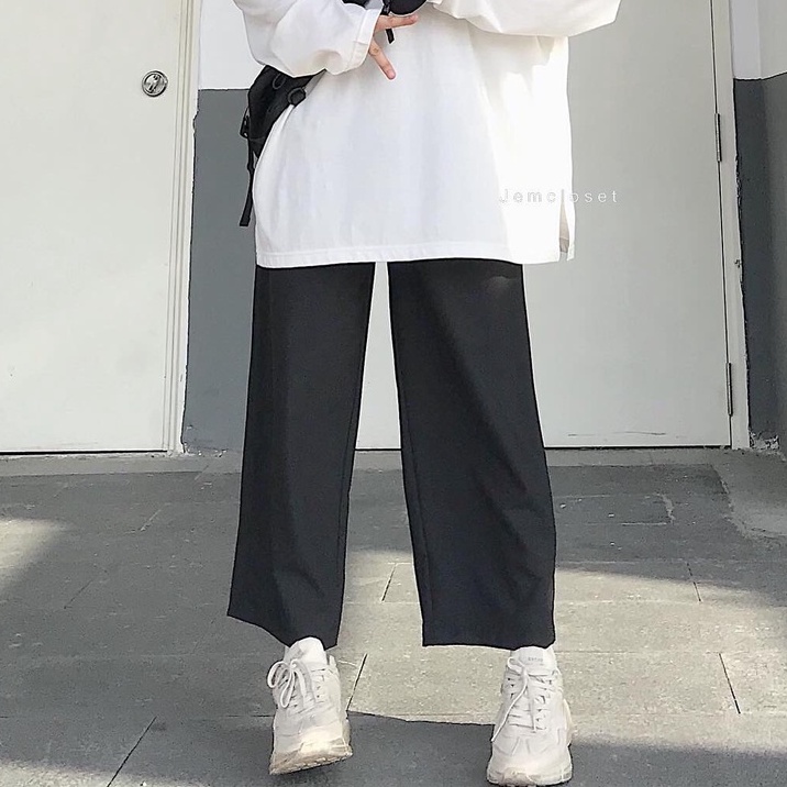 Quần Vải Ống Suông JEM CLOSET Thiết Kế Basic Quần Dài Nữ Ống Rộng CLASSIC Chất Tây Mịn Mát Lên Form Dáng Siêu Xinh 2434