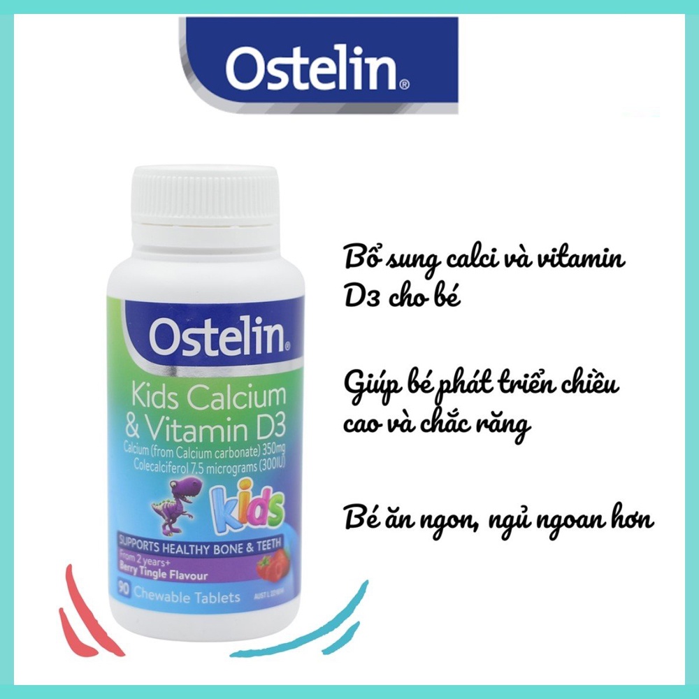 Canxi Ostelin khủng long viên cho bé - Ostelin Kids Calcium & Vitamin D3 90 viên