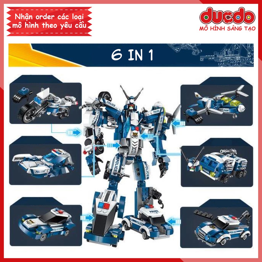 ENLIGHTEN 1407 Lắp ghép Robot Biến Hình 6 in 1 - Transformers Police - Đồ chơi Xếp hình Mô hình Minifigures Mini