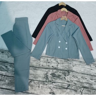 Set bộ áo cổ vest 4 nút tay dài quần ống suông ôm bigsize 40-72kg