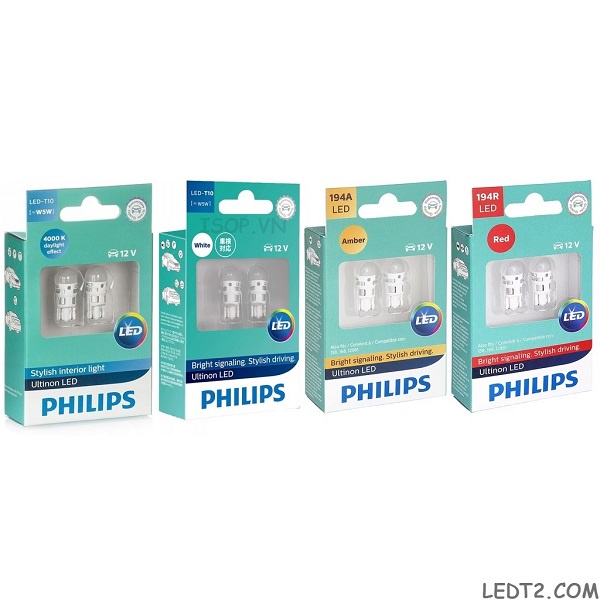 [LEDT2 ISOP] Đèn Led T10 Philips Ultinon [SL: 1 Cặp] [Bảo hành 5 năm]