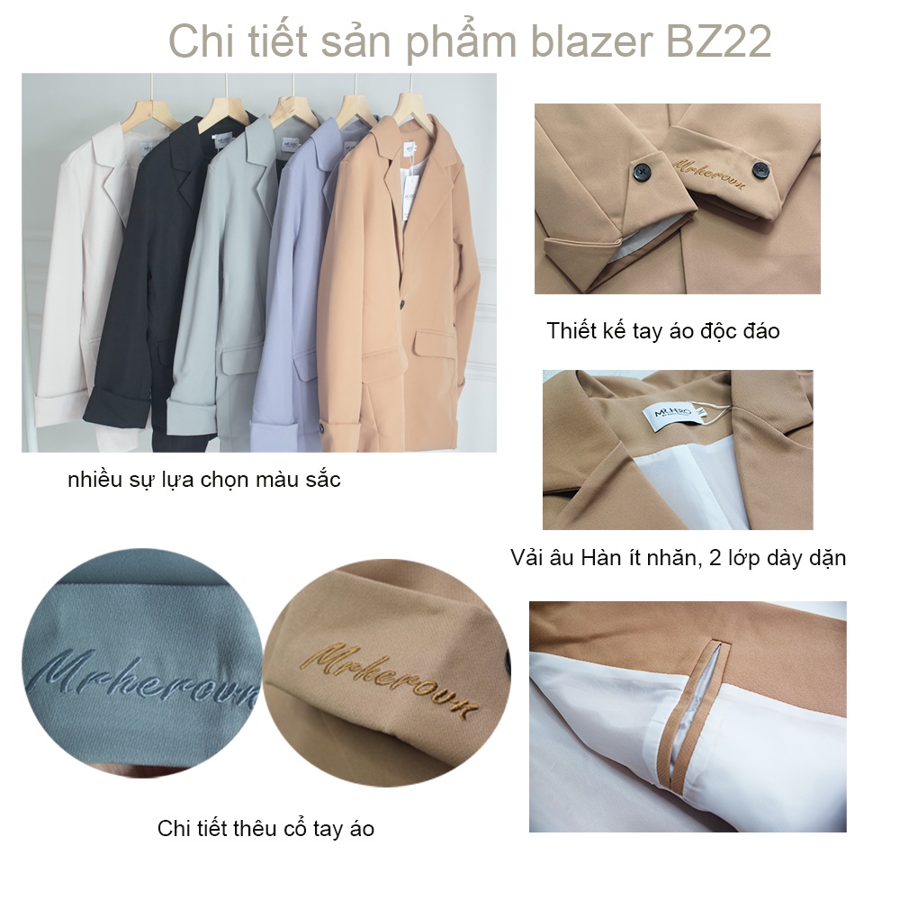Áo khoác blazer dài tay vest nam BZ22 M.RO thời trang phong cách Hàn Quốc Mrhero 5 màu