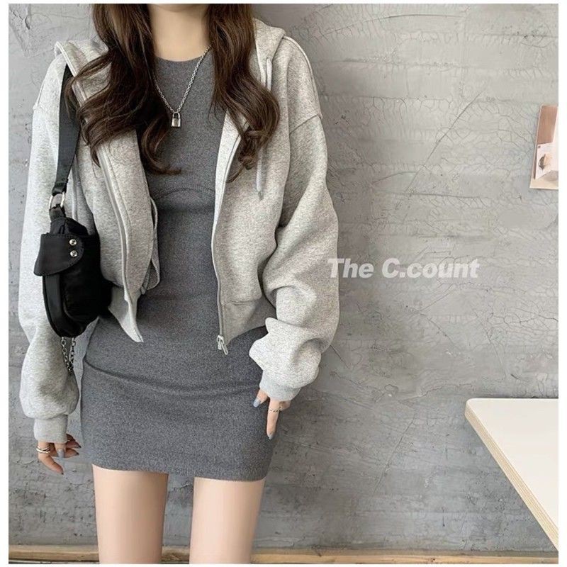 (order) set áo khoác đầm ôm body - Hàng Quảng Châu