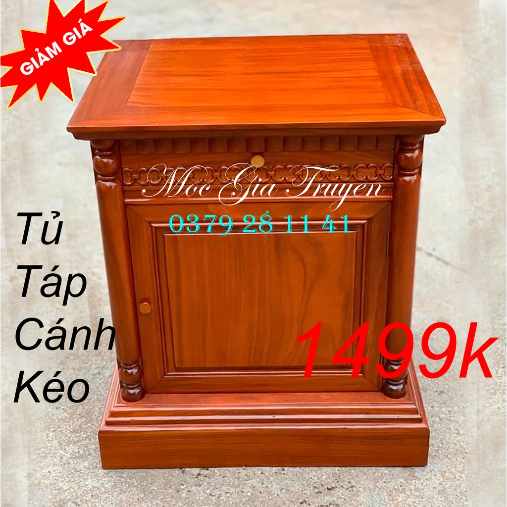 TỦ TÁP GỖ HƯƠNG KÊ ĐẦU GIƯỜNG CÓ CÁNH VÀ NGĂN KÉO CAO 60X50X40