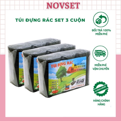 Bộ 3 cuộn đựng rác tự phân hủy đen Việt Nam