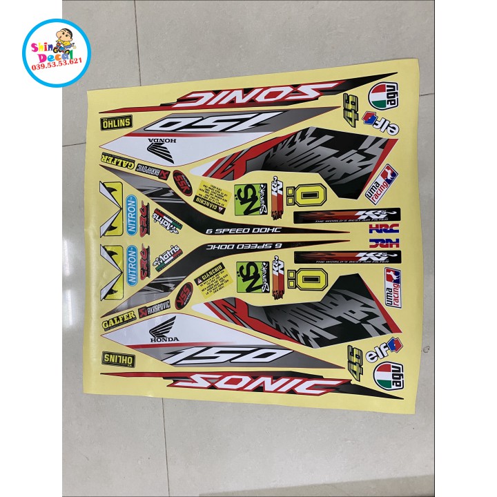 Tem xe sonic 150 in uv ép nhiệt