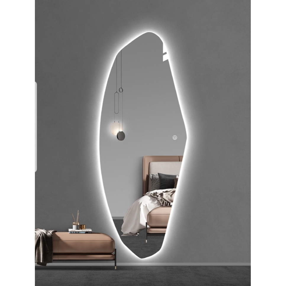 Gương toàn thân led cảm ứng cao cấp hình viên đá nghệ thuật VUADECOR kích thước 80x180cm (Full phụ kiện)