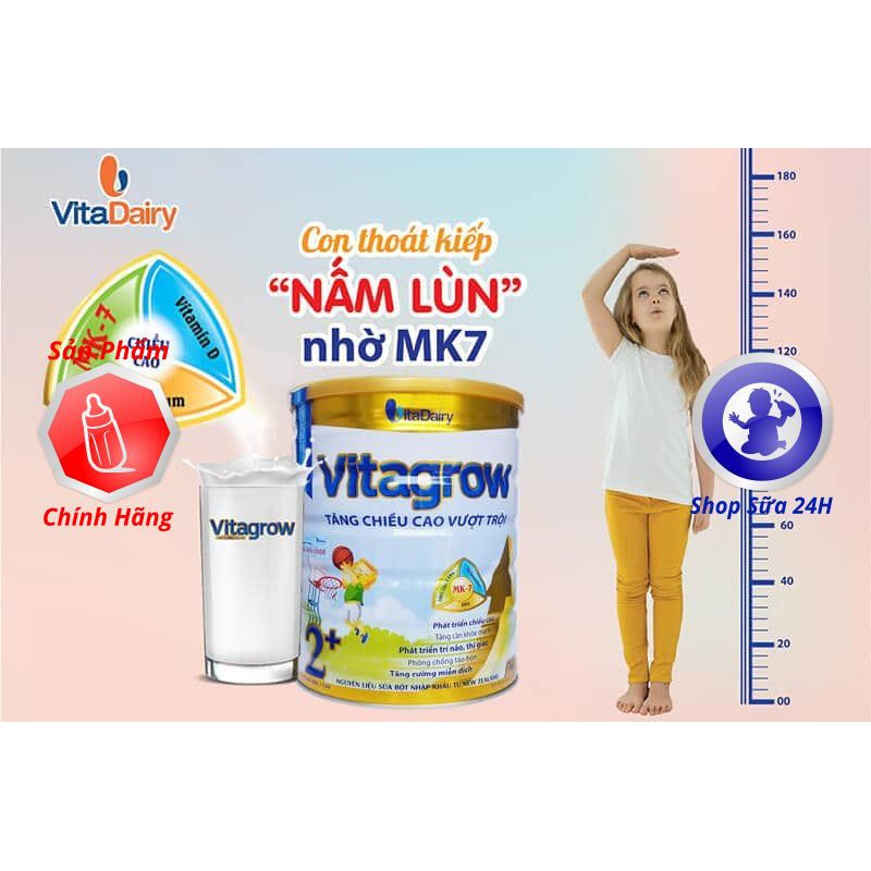 [DATE 2023] Sữa bột Vitagrow 0+, 1+, 2+ lon 900g (Phát triển chiều cao)