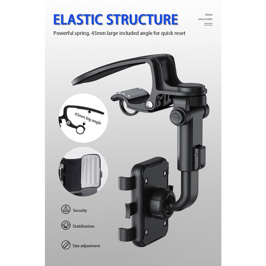 Giá Đỡ Điện Thoại Kẹp Tấm Che Nắng Xoay 360 Độ Có Thể Điều Chỉnh Cho Xe Hơi 4-7 Inch