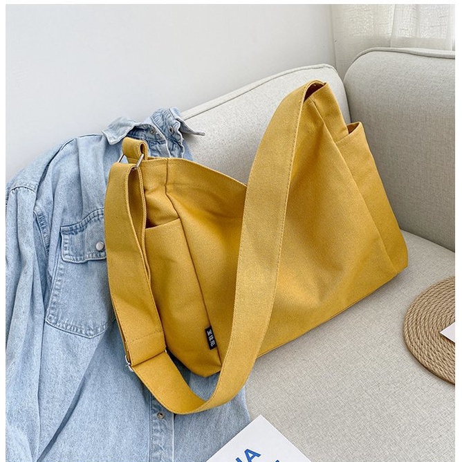 Túi tote đeo chéo vải canvas dày bền bỉ, kháng nước thời trang đeo đi học đi chơi - Hazis Store