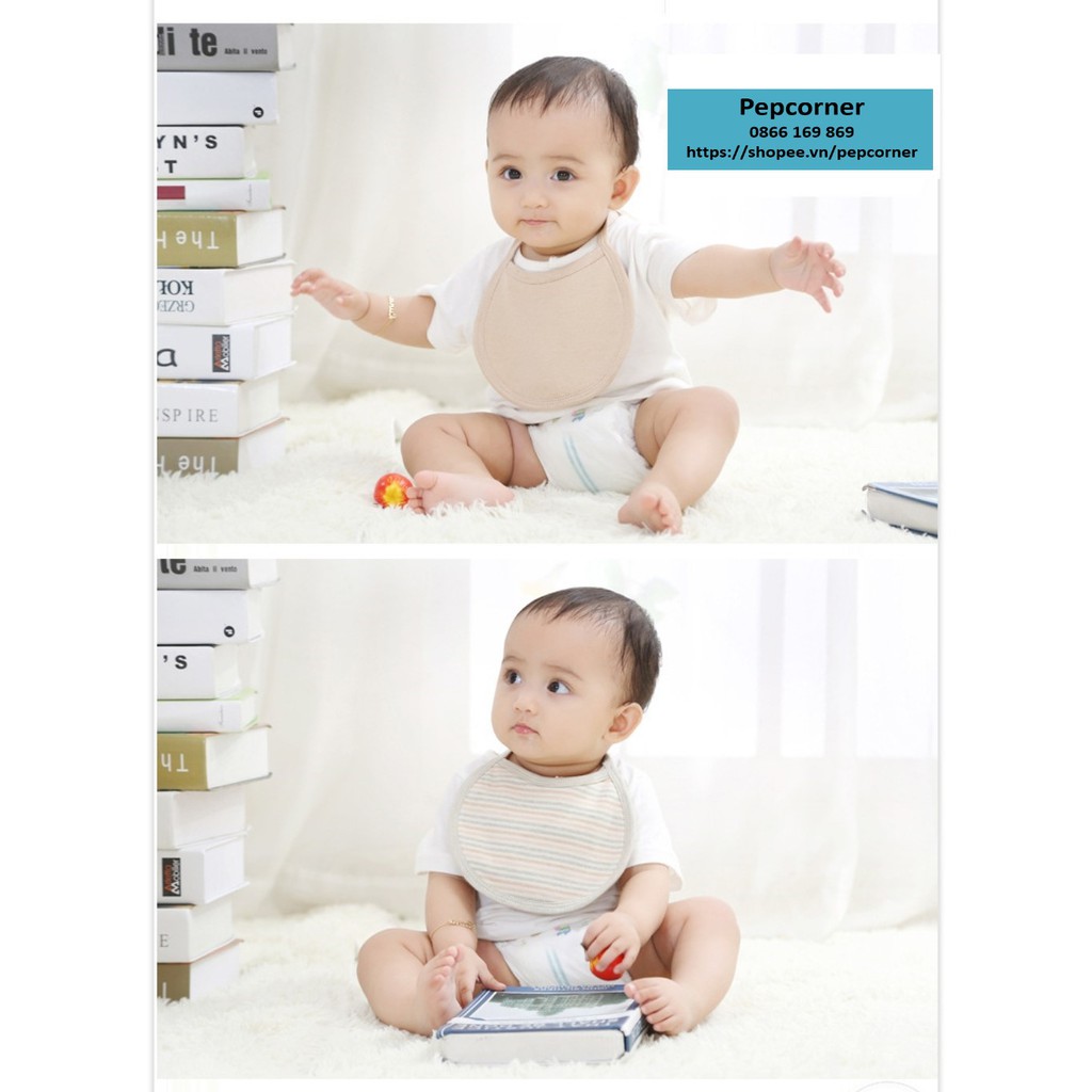 Yếm ORGANIC 100% sợi bông hữu cơ thiên nhiên an toàn yếm dãi yếm ăn dặm mềm mịn thấm hút tốt dây buộc điều chỉnh cho bé