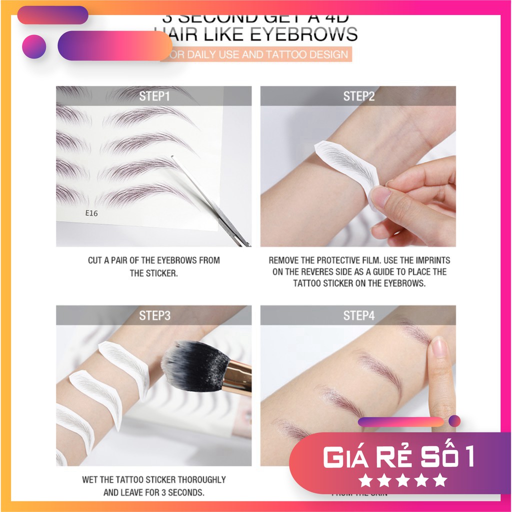 HOT Miếng Dán Xăm Chân Mày 4D O.TWO.O Chống Thấm Nước 9 Kiểu Dáng 5g