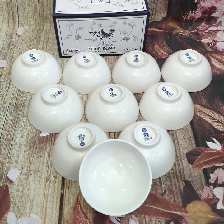 bộ chén sứ trắng Minh Long cao cấp - bộ chén sứ trắng