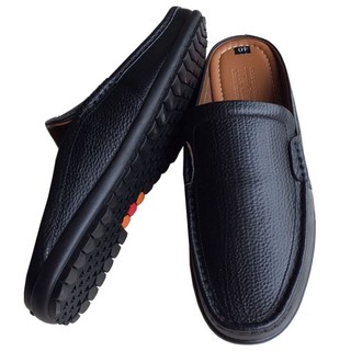  Giày Sục nam da bò cao cấp màu đen đề cao su SN189 