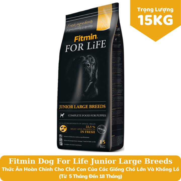 Fitmin Dog For Life Junior Large Breeds - Thức Ăn Hoàn Chỉnh Cho Chó Con Của Các Giống Chó Khổng Lồ Từ 5 - 18 Tháng