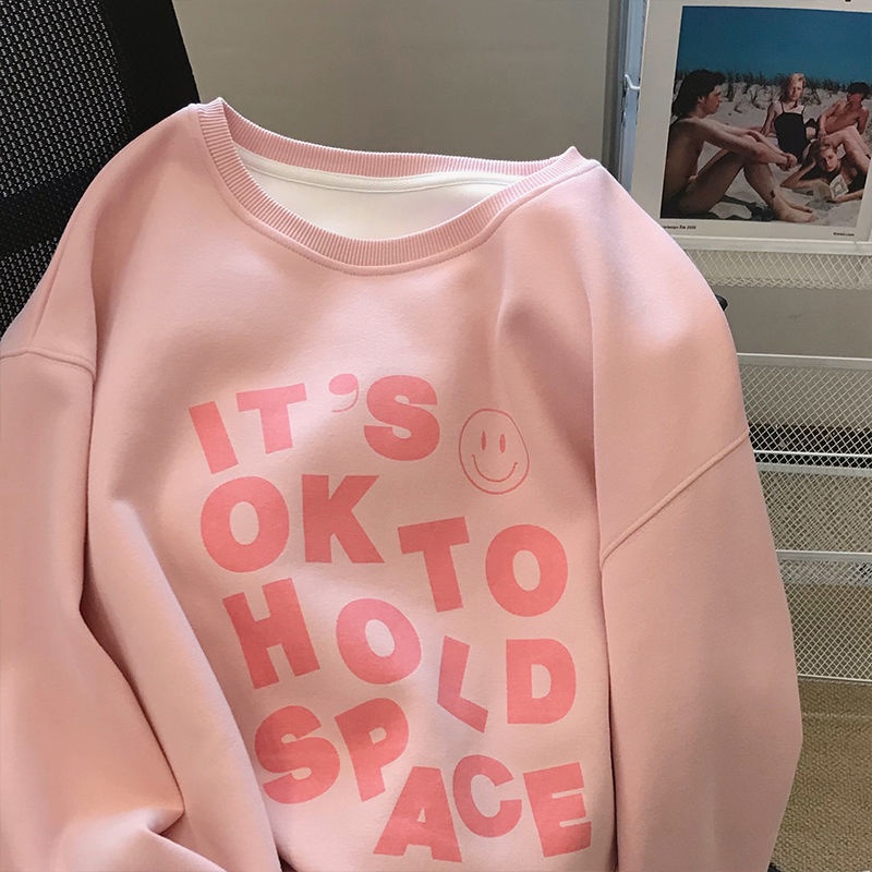 Áo Sweater Cổ Tròn Dáng Rộng In Chữ Thời Trang Mùa Thu Mới Cho Nữ