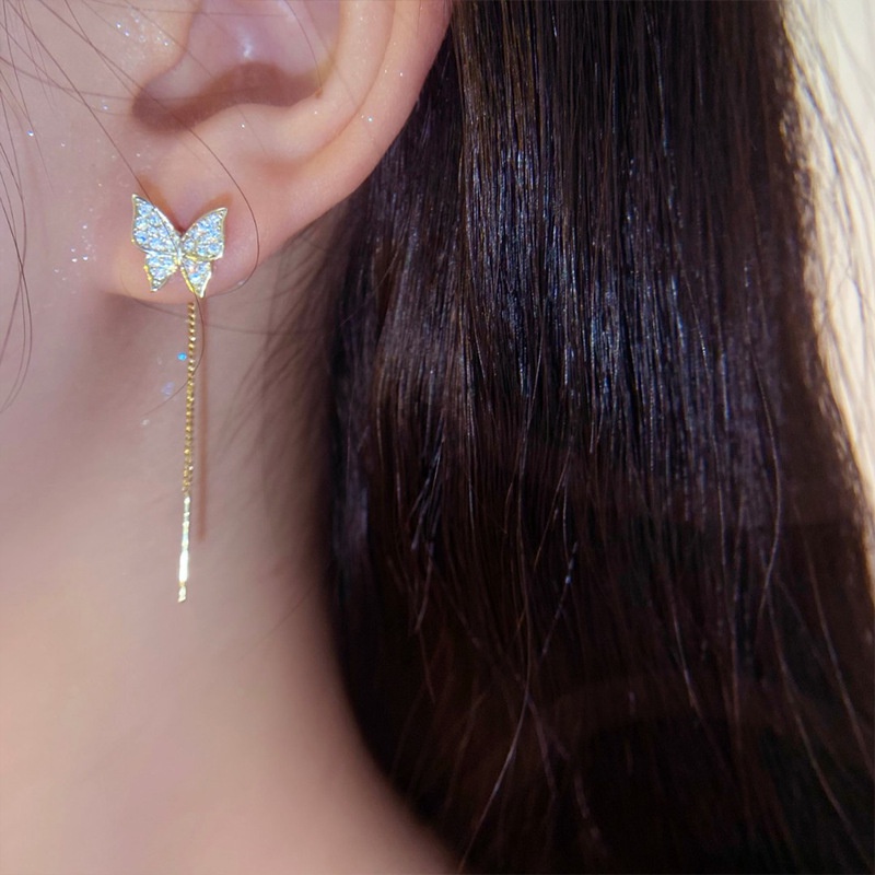 Khuyên Tai Hình Bướm Hàn Quốc Kiểu Tua Rua Mạ Bạc Thời Trang Mùa Hè Mới Dành Cho Nữ 2022
