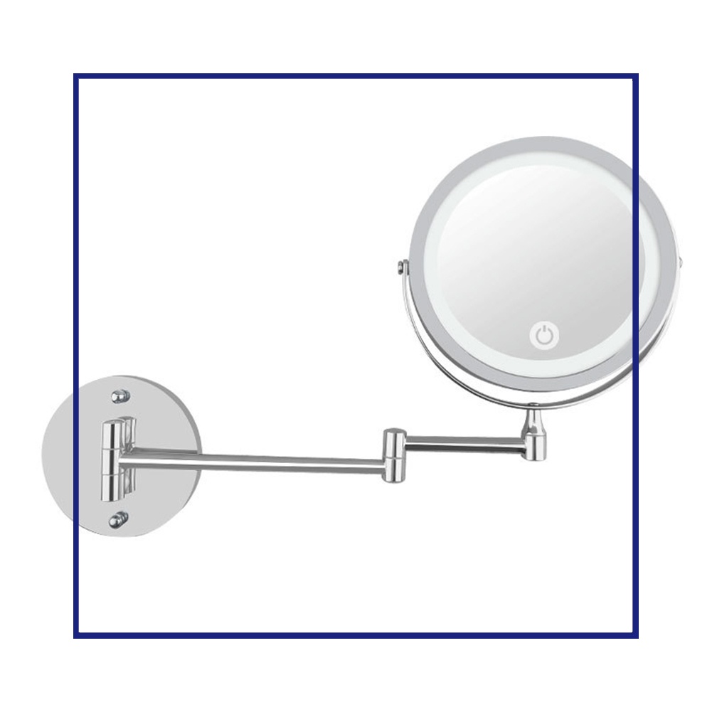 Nhanh Chóng| Gương Trang Điểm Hai Mặt Phóng Đại 10 Lần Gắn Tường Có Đèn Led