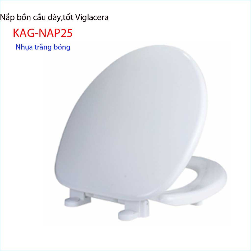 Nắp đậy bồn cầu Viglacera KAG-NAP25, nắp bàn cầu cao cấp dày nhựa trắng bóng cao cấp tuyệt đẹp