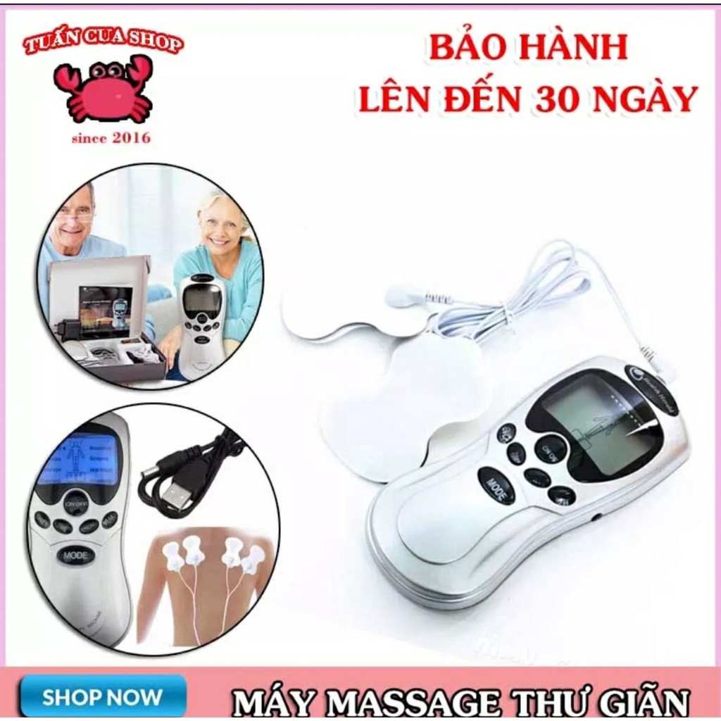 Máy Massage Bấm Huyệt Xung Điện Với 4 Miếng Dán Trị Liệu Giúp Giải Tỏa Căng Thẳng Mệt Mỏi