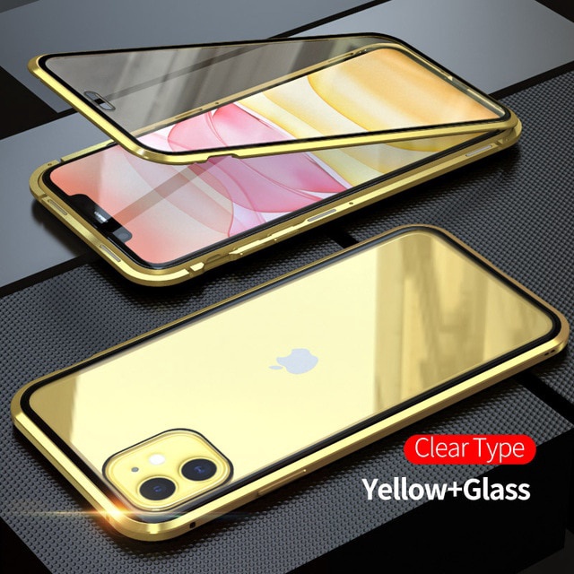Ốp Điện Thoại Hai Mặt Kính Bảo Vệ 360 Độ Từ Tính Cho iphone 12 Pro Max/12 Pro/12 mini/11 Pro Max/11