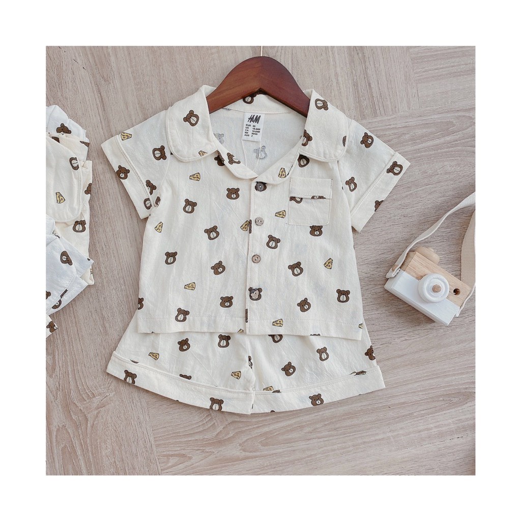 Set bộ cộc tay pijama cho bé trai bé gái họa tiết gấu từ (2-6y) TheBossBabyVN