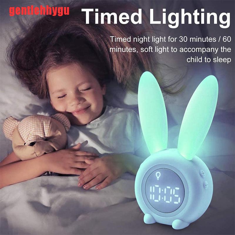 Đồng Hồ Báo Thức Hình Thỏ Dễ Thương Có Đèn Led Và Âm Thanh